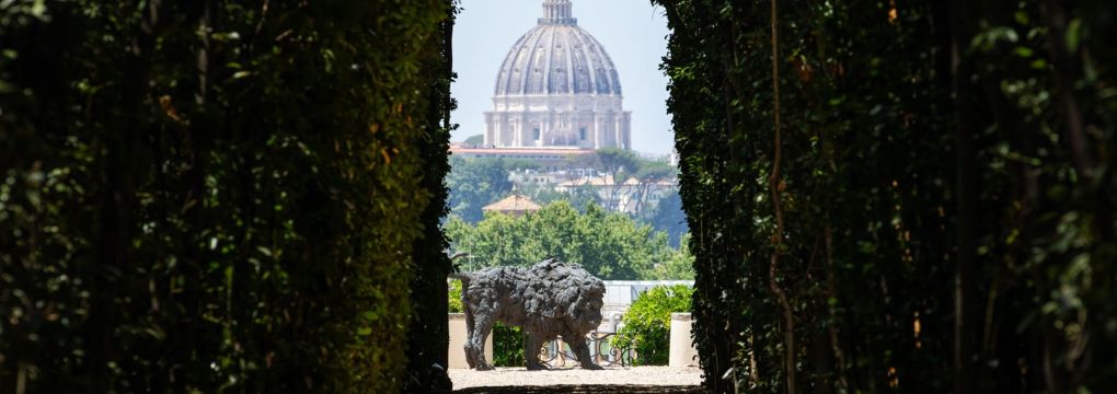 Rivalta's Lion at the Aventine Keyhole and St. Peter's Dome